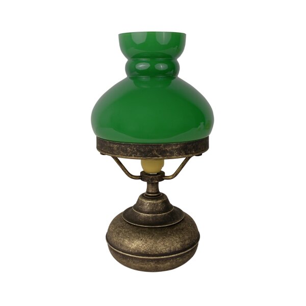 Lampe de table verre laiton 24,5 cm en bronze vert antique