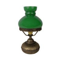 Lampe de table verre laiton 24,5 cm en bronze vert antique