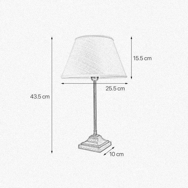 Lampe de table Rustique 43,5 cm laiton tissu E14 ELENA