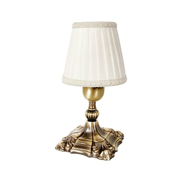 Lampe de table en bronze clair blanc E14 20,5 cm laiton tissu