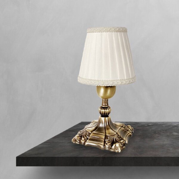 Lampe de table en bronze clair blanc E14 20,5 cm laiton tissu
