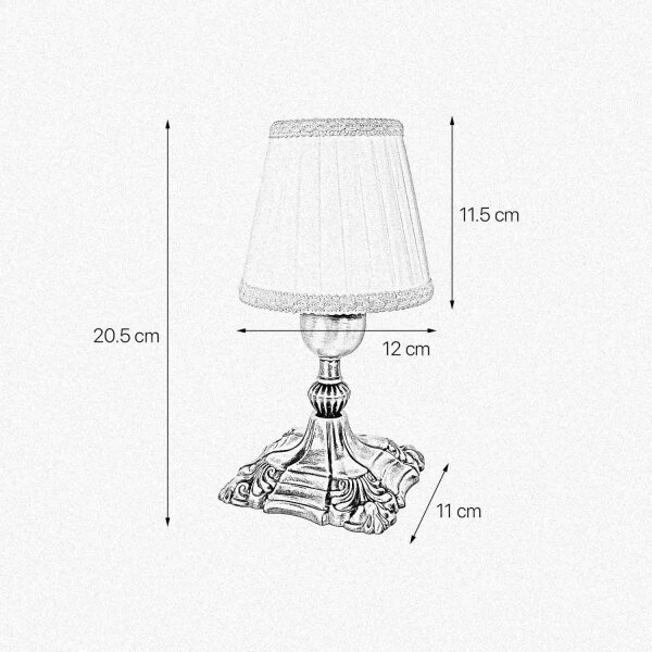 Lampe de table en bronze clair blanc E14 20,5 cm laiton tissu