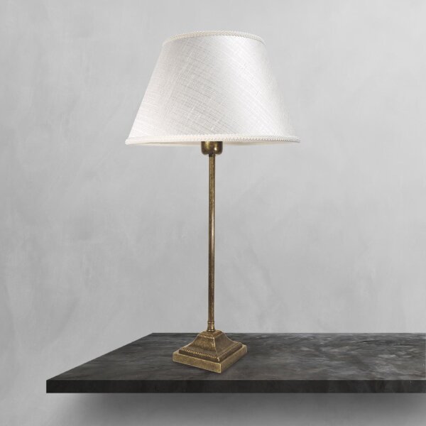 Lampe de table laiton tissu 56 cm en bronze antique blanc E27