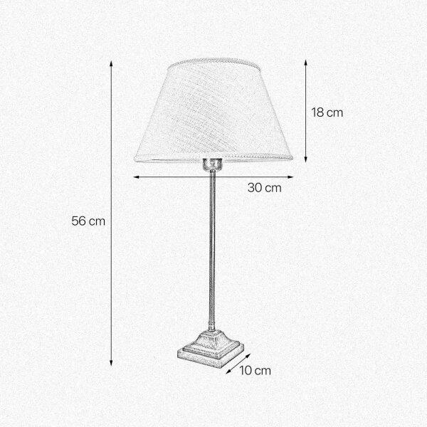 Lampe de table laiton tissu 56 cm en bronze antique blanc E27