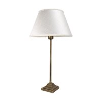 Lampe de table laiton tissu 56 cm en bronze antique blanc...