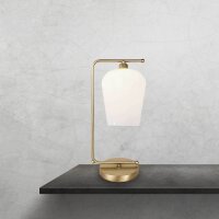 Lampe de table laiton verre 46 cm E27 en bronze clair blanc