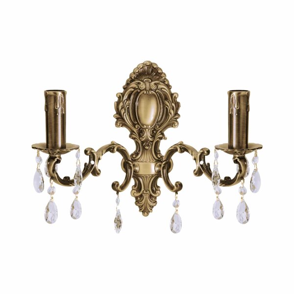 Applique murale laiton cristal L : 39 cm en bronze clair 2x E14