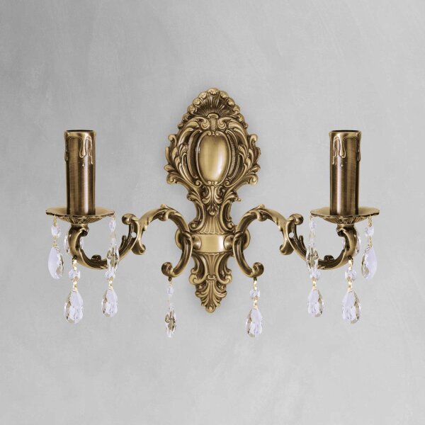 Applique murale laiton cristal L : 39 cm en bronze clair 2x E14