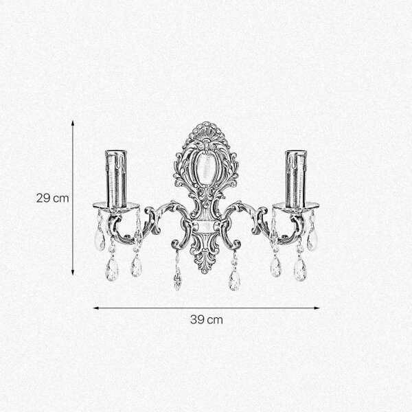 Applique murale laiton cristal L : 39 cm en bronze clair 2x E14