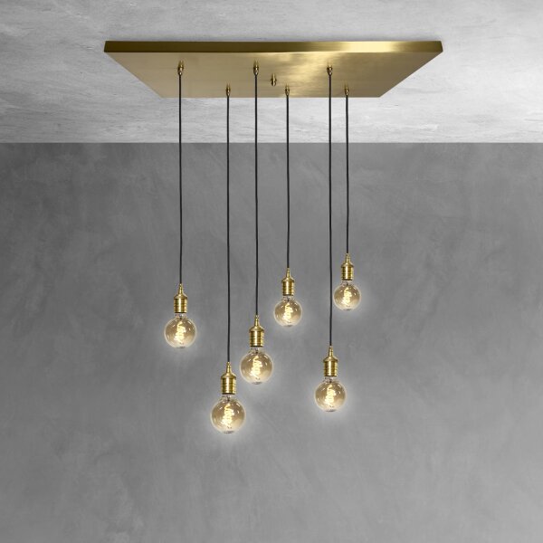 Suspension laiton massif L : 80 cm en bronze clair 6x E27