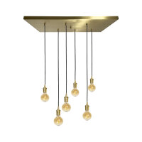 Suspension laiton massif L : 80 cm en bronze clair 6x E27