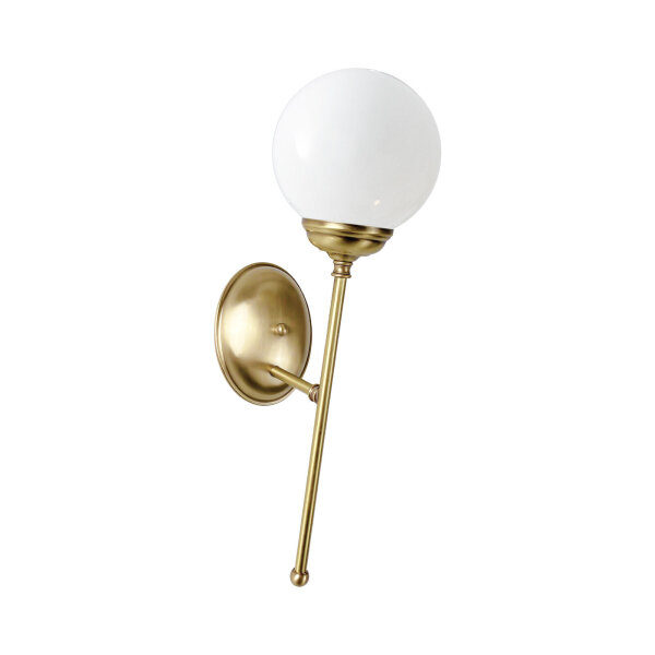 Applique murale laiton verre E14 en bronze clair brillant blanc