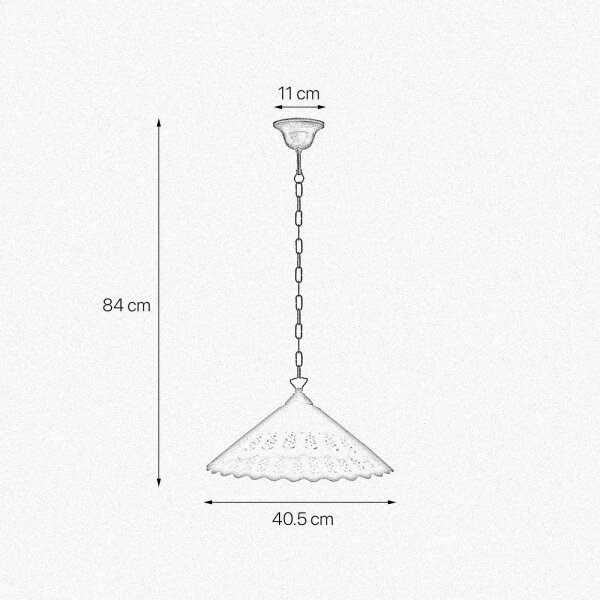 Lampe à suspendre céramique laiton Ø 40,5 cm blanc bronze antique E27
