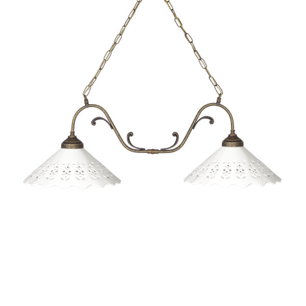 Suspension à 2 flammes L : 83,5 cm Céramique laiton E27