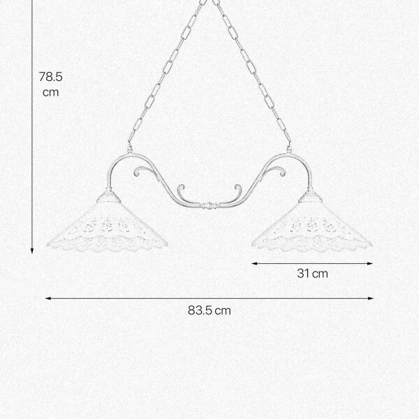 Suspension à 2 flammes L : 83,5 cm Céramique laiton E27
