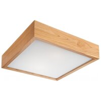 Plafonnier LED bois verre L : 37,5 cm 3000 K 1900 lm en...