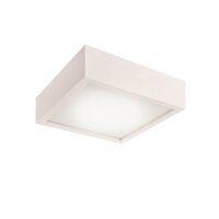 Plafonnier bois verre L : 27,5 cm carr&eacute; blanc