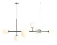Grande lampe suspendue verre m&eacute;tal chrome blanc...