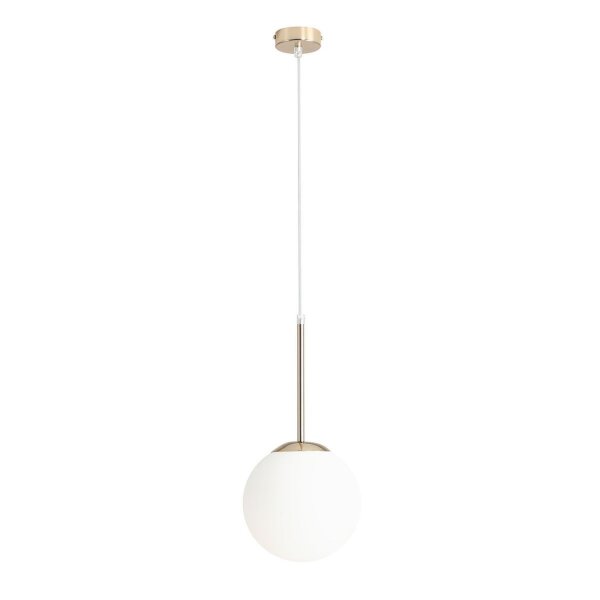 Suspension E27 verre métal en or blanc Ø20 cm sphère