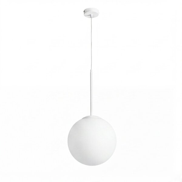 Lampe à suspendre blanche Abat-jour sphérique E27 verre métal anti-éblouissement