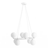 Suspension moderne blanc verre métal Ø68 cm...