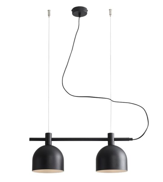 Lampe à suspendre 2 flammes E27 noir métal 52 cm de long