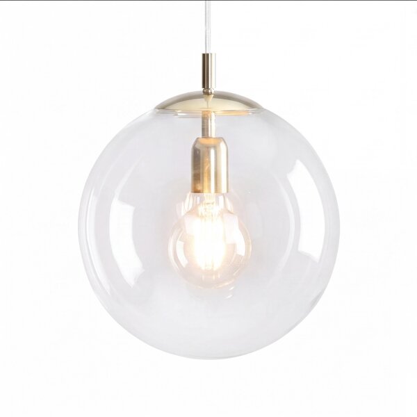 Suspension E27 en or clair boule de verre 30 cm rond