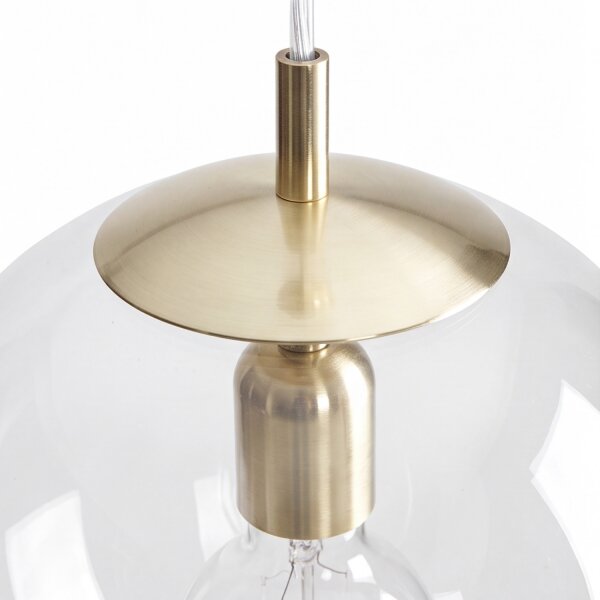 Suspension E27 en or clair boule de verre 30 cm rond