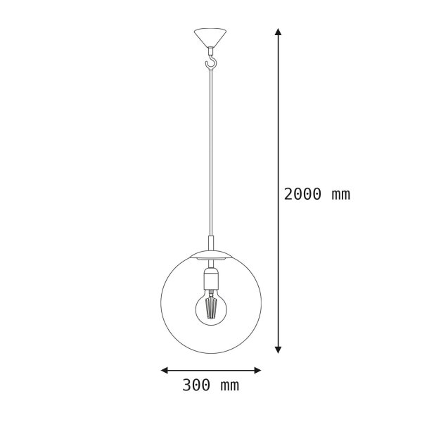 Suspension E27 en or clair boule de verre 30 cm rond
