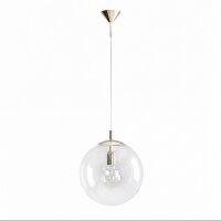 Suspension E27 en or clair boule de verre 30 cm rond