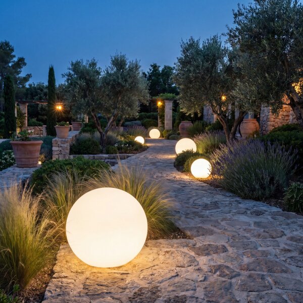 Boule lumineuse câble fiche Ø 20 cm IP65 avec LED E27 2700 K