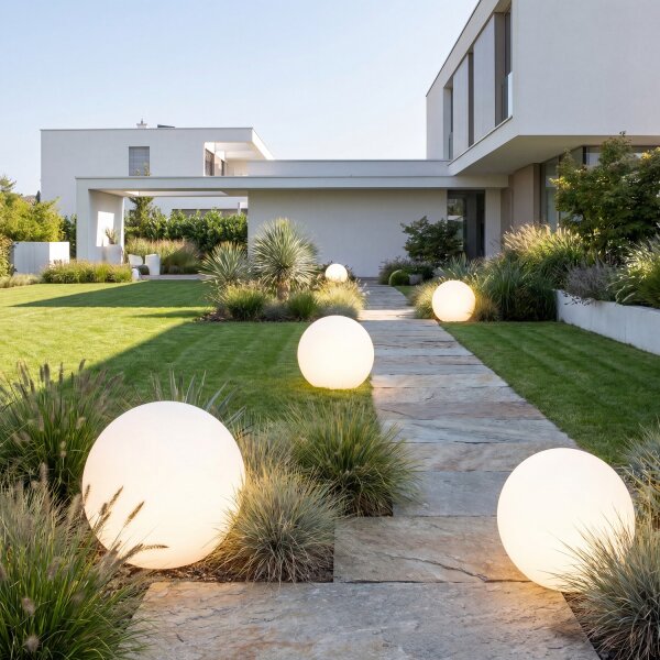 Boule de jardin avec câble Connecteur Blanc IP65 incl. E27 LED Ø 30 cm