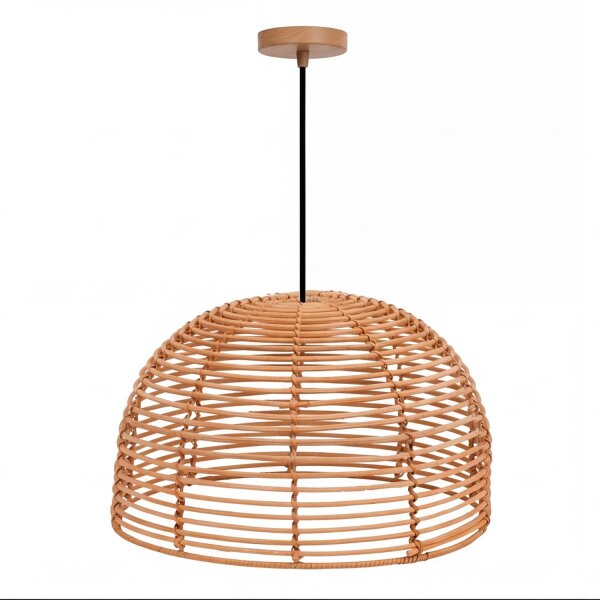 Boho Lampe à suspendre Ø 35 cm Corbeille Abat-jour Beige Noir E27