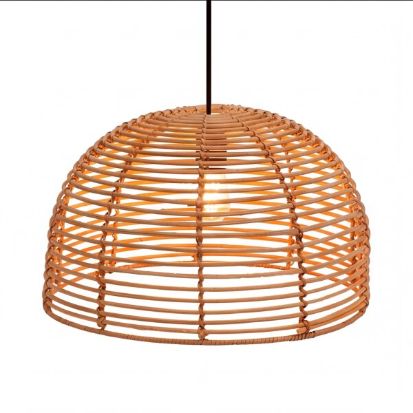Boho Lampe à suspendre Ø 35 cm Corbeille Abat-jour Beige Noir E27
