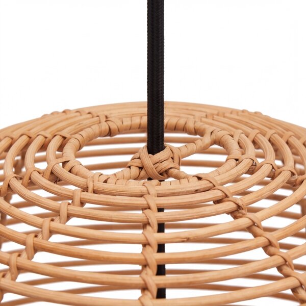 Boho Lampe à suspendre Ø 35 cm Corbeille Abat-jour Beige Noir E27