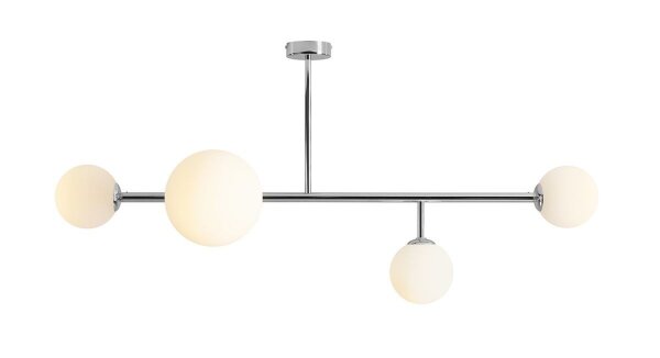 Plafonnier allongé métal verre en chrome blanc 117 cm