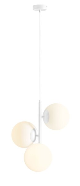 Suspension verre boules blanc L:46 cm E27 confortable