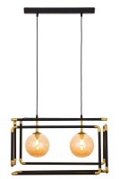 Suspension métal verre en noir ambre G9 54 cm