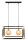 Suspension m&eacute;tal verre en noir ambre G9 54 cm