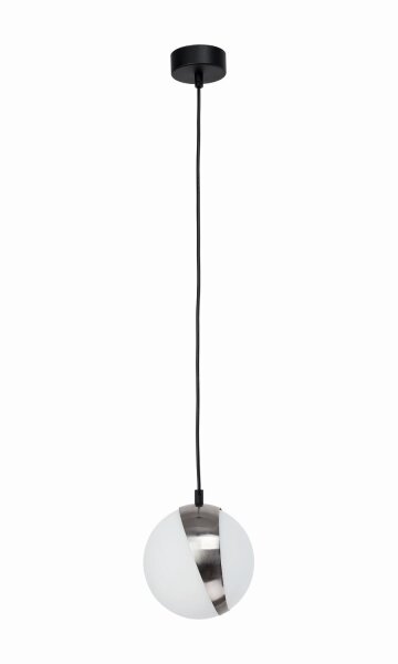Suspension ronde verre métal E14 noir blanc nickel