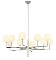 Plafonnier moderne verre nickel G9 10 flammes grand...