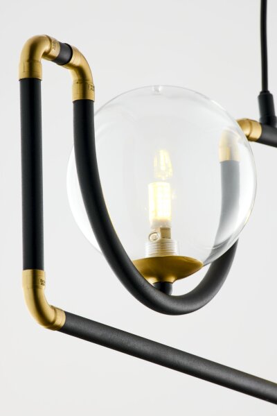 Lampe à suspendre en noir et or métal verre 102 cm long G9