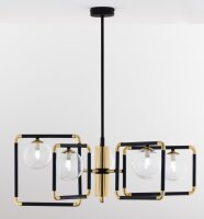 Plafonnier XXL métal verre noir or 83 cm 4-flmg