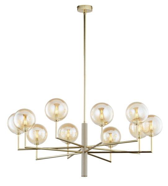 Plafonnier métal verre G9 en or ambre beige