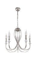 Lustre rustique métal nickel E14 5 flammes