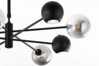 Plafonnier métal verre 100 cm noir chrome 8 flammes