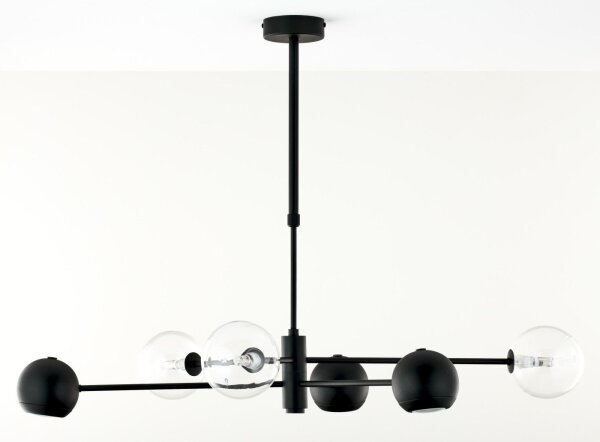 Plafonnier noir métal verre 94 cm long G9 GU10