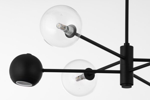 Plafonnier noir métal verre 94 cm long G9 GU10