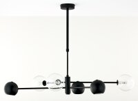 Plafonnier noir m&eacute;tal verre 94 cm long G9 GU10