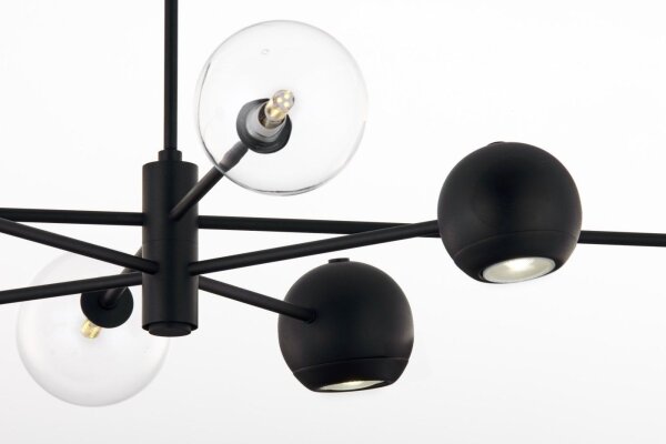 Plafonnier noir métal verre L:94 cm G9 GU10